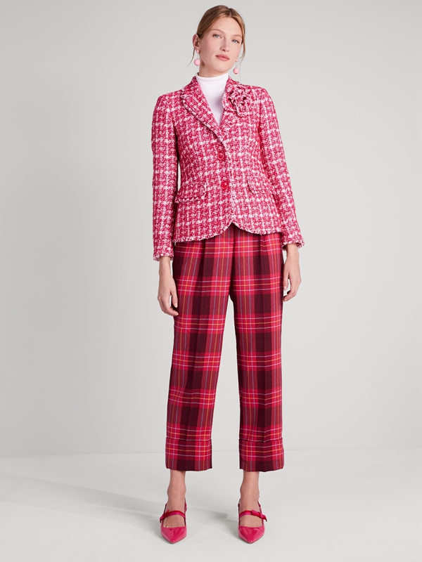 Kate Spade Plaid Tweed Blazer Women's Jackets Pink | 37549-LZEG