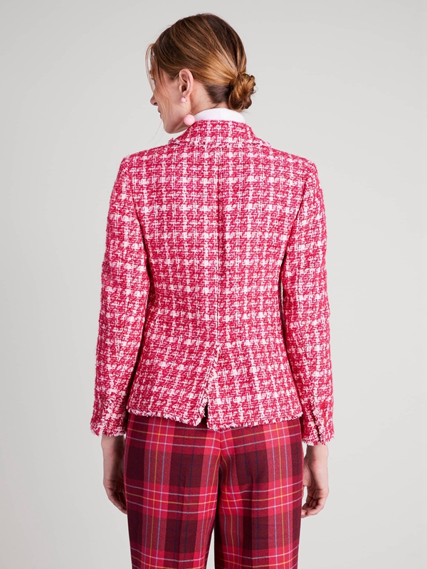 Kate Spade Plaid Tweed Blazer Women's Jackets Pink | 37549-LZEG