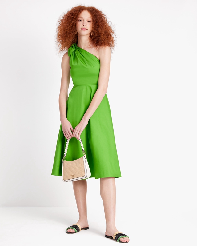 Kate Spade Poplin One-Shoulder Sabrina Women's Dress Green | 87950-ECYF