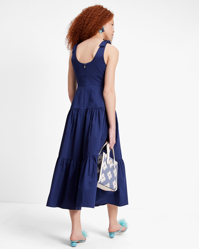 Kate Spade Poplin Tiered Maxi Women's Dress Navy | 24901-KSJE