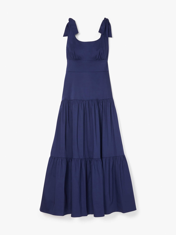 Kate Spade Poplin Tiered Maxi Women's Dress Navy | 24901-KSJE