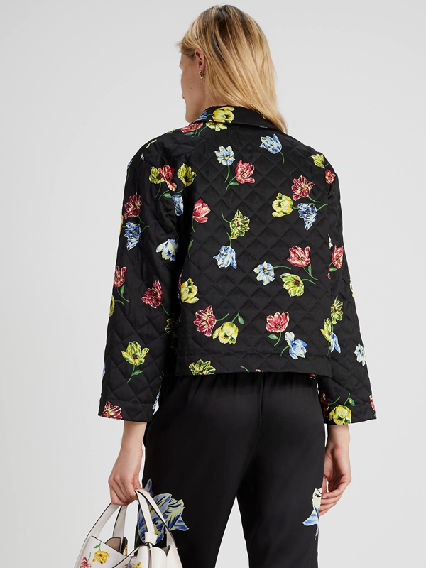 Kate Spade Quilted Placed Floral Women's Jackets Black | 65493-CSDN