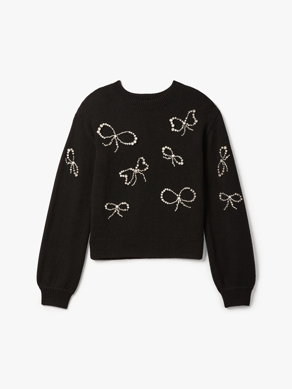 Kate Spade Rhinestone Bow Toss Women's Sweaters Black | 60513-KGCQ