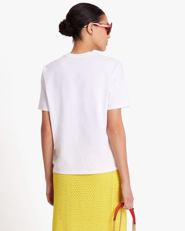 Kate Spade Sequin Logo Cabana Women's Tops White | 79306-DHYR