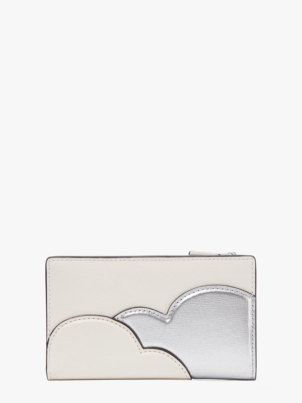 Kate Spade Shade Metallic Small Slim Bifold Women's Wallets Silver | 64509-IGNB