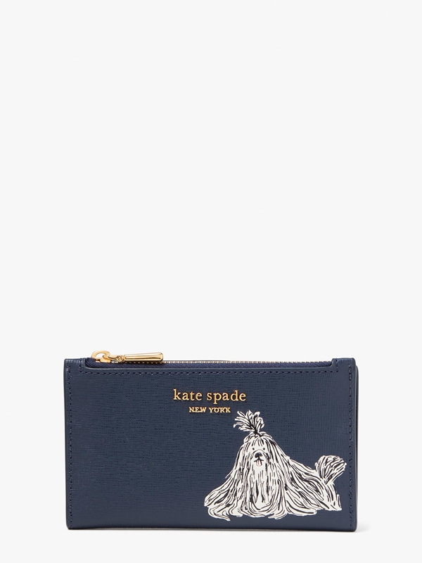 Kate Spade Shaggy Embossed Small Slim Bifold Women\'s Wallets Blue | 53786-JANG