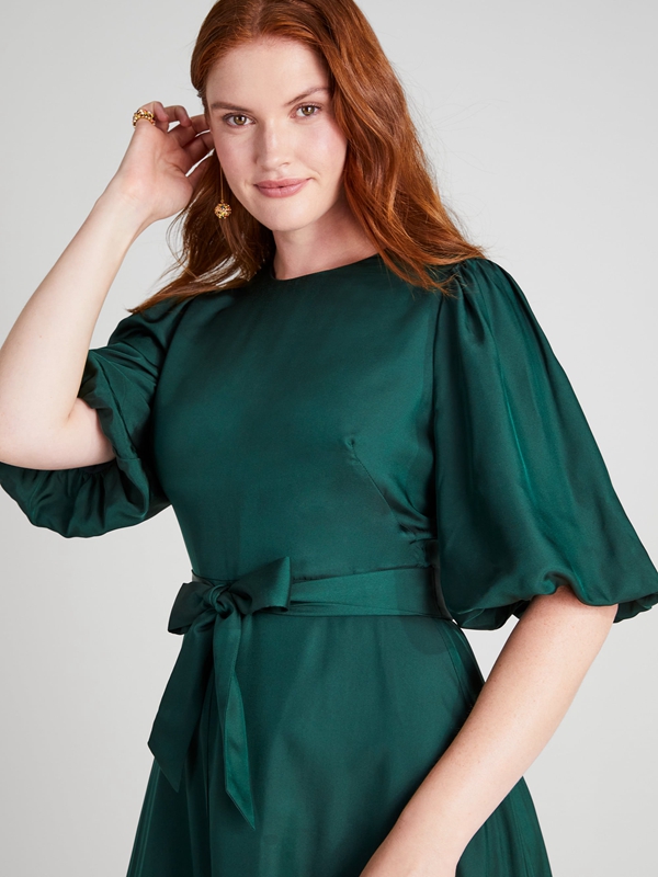 Kate Spade Silk Twill Matinee Women's Dress Deep Green | 34081-YNQP