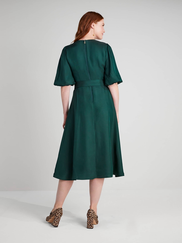 Kate Spade Silk Twill Matinee Women's Dress Deep Green | 34081-YNQP