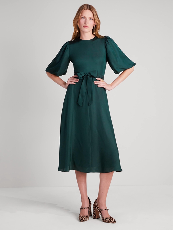 Kate Spade Silk Twill Matinee Women's Dress Deep Green | 34081-YNQP