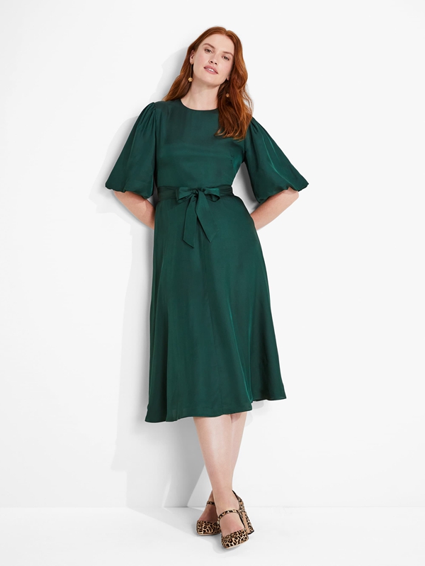 Kate Spade Silk Twill Matinee Women\'s Dress Deep Green | 34081-YNQP