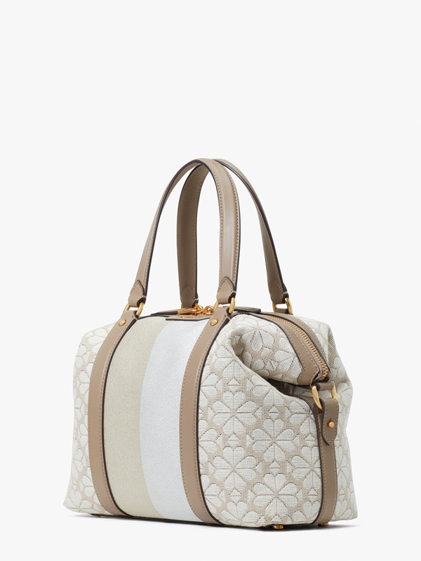 Kate Spade Spade Flower Jacquard Stripe Faye Medium Women's Satchel Bags beige | 39502-ZLHF