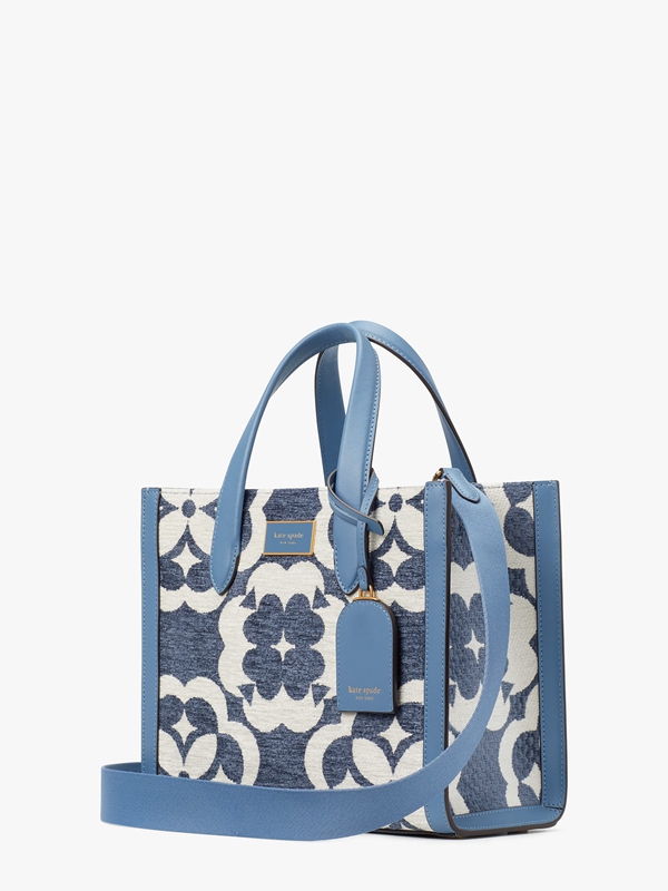 Kate Spade Spade Flower Monogram Manhattan Chenille Small Women's Tote Bags Blue | 25846-CIFM