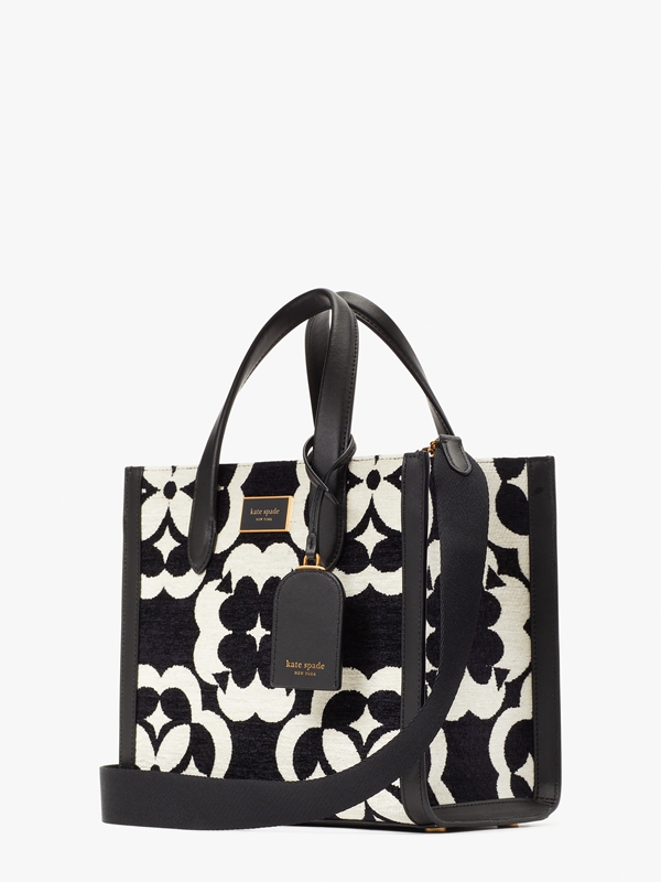 Kate Spade Spade Flower Monogram Manhattan Chenille Small Women's Tote Bags Black | 81702-TKNQ