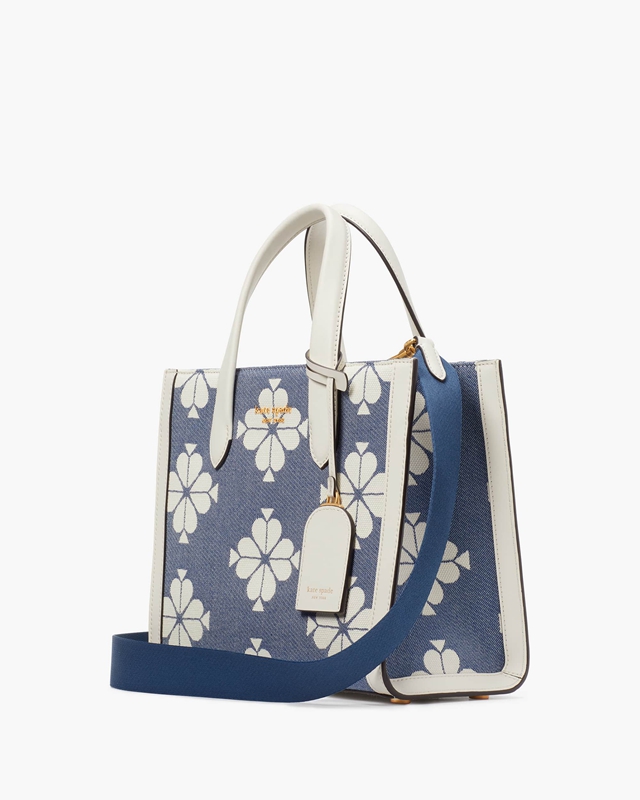 Kate Spade Spade Flower Two-Tone Canvas Manhattan Small Women's Tote Bags White / Blue | 07489-VHPT