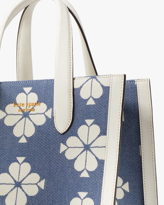 Kate Spade Spade Flower Two-Tone Canvas Manhattan Small Women's Tote Bags White / Blue | 07489-VHPT