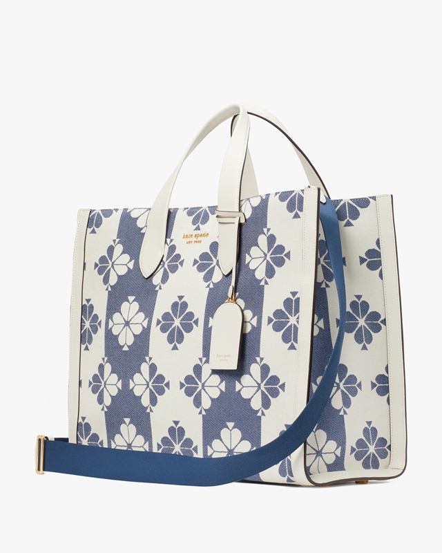 Kate Spade Spade Flower Two-Tone Canvas Manhattan Large Women's Tote Bags White / Blue | 50167-XGMA