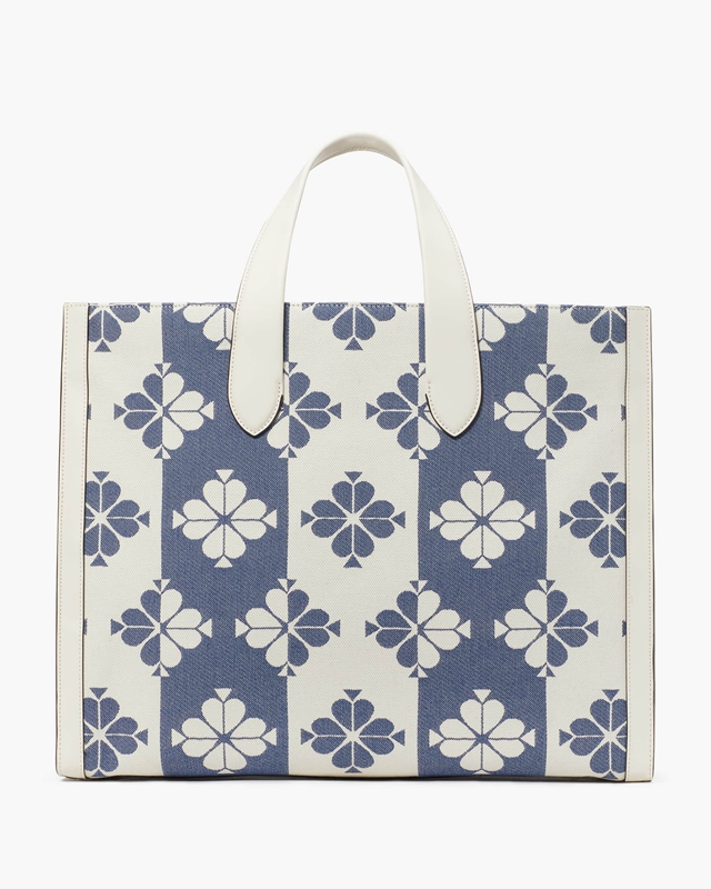 Kate Spade Spade Flower Two-Tone Canvas Manhattan Large Women's Tote Bags White / Blue | 50167-XGMA