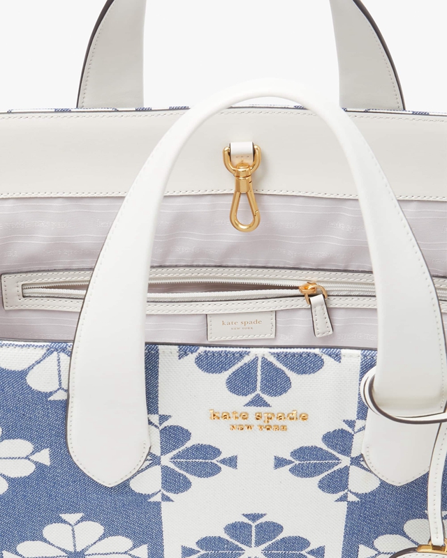 Kate Spade Spade Flower Two-Tone Canvas Manhattan Large Women's Tote Bags White / Blue | 50167-XGMA