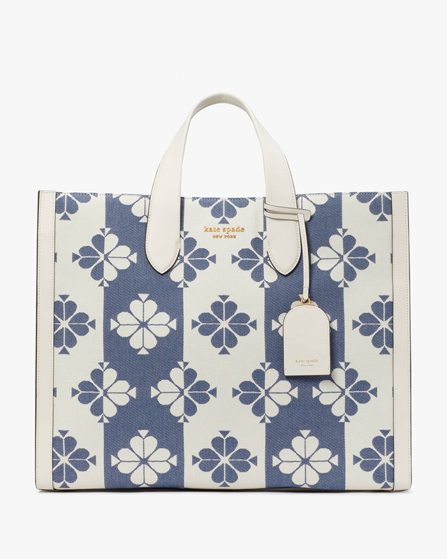 Kate Spade Spade Flower Two-Tone Canvas Manhattan Large Women\'s Tote Bags White / Blue | 50167-XGMA