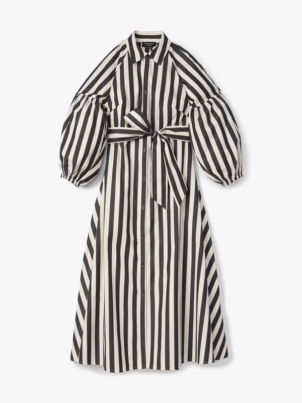 Kate Spade Terrace Stripe Dakota Women's Dress Black / Cream | 57106-ERFH