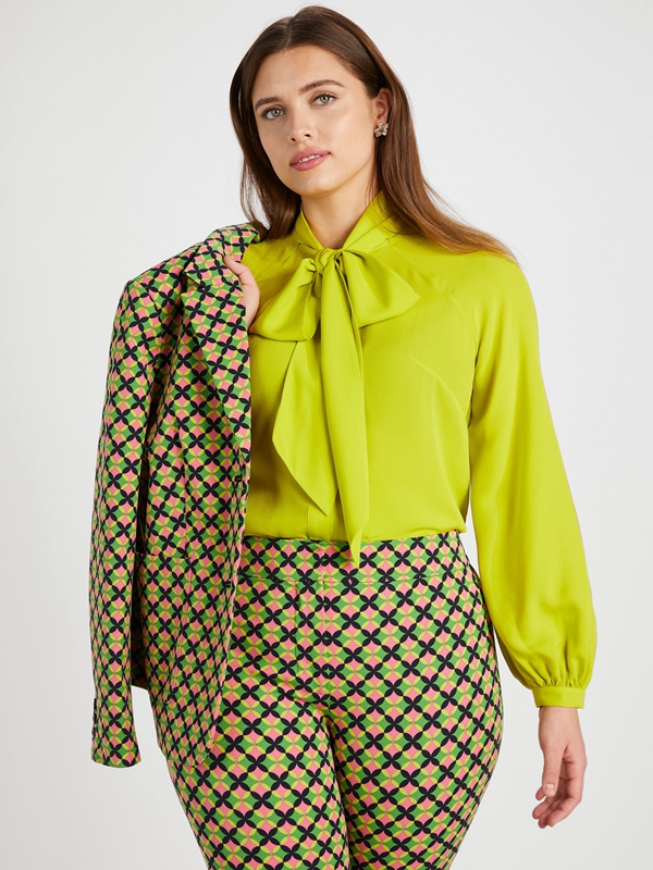 Kate Spade Tie-Neck Georgette Women's Shirts Light Green | 84201-VFRM