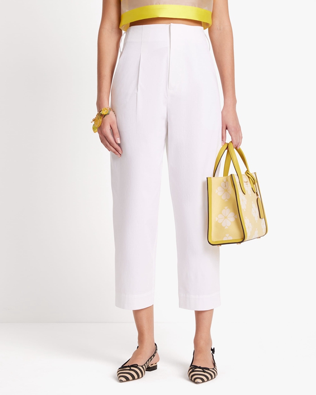 Kate Spade Tie-Waist Poplin Women's Pants White | 52374-AXZW