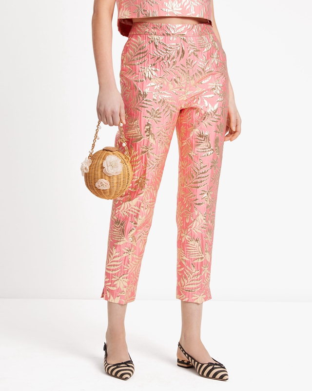 Kate Spade Tropical Foliage Doris Women's Pants Gold | 27861-LYOQ