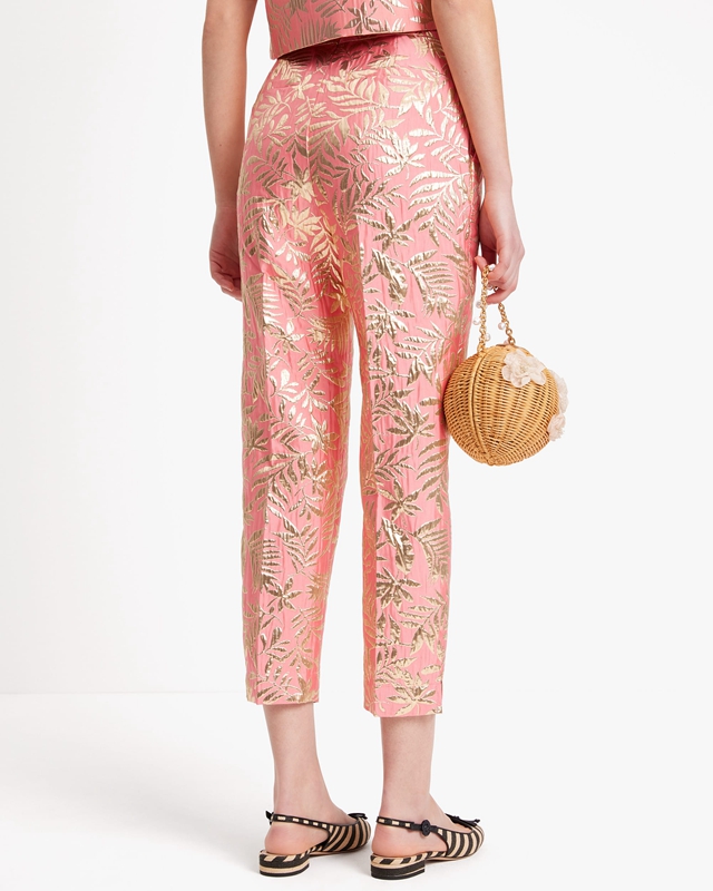 Kate Spade Tropical Foliage Doris Women's Pants Gold | 27861-LYOQ