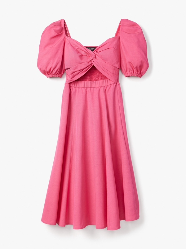 Kate Spade Twist Bodice Puff Sleeve Women's Dress Dark Pink | 74156-CUXV