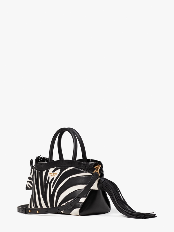 Kate Spade Ziggy Metallic 3d Zebra Women's Satchel Bags Black | 69235-KHMC